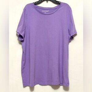 Woman Within T-Shirt Shirt Top Purple 14 / 16 M Cotton Scoop Neck